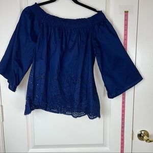 New navy blue top with bell sleeves Size large